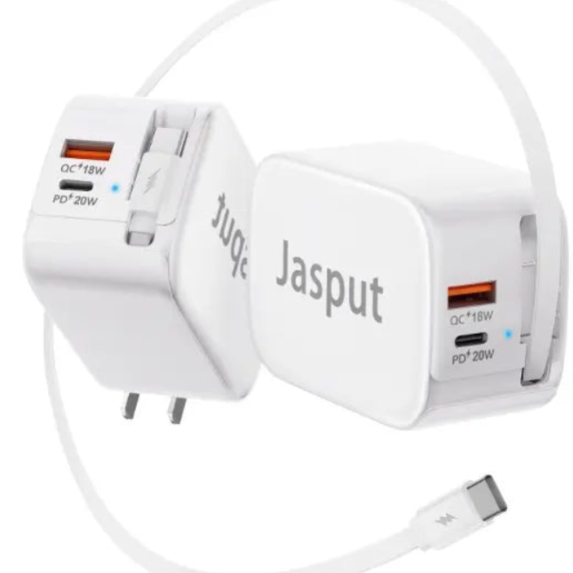 40W Wall Charger, 3-In-1/4-In-1 Retractable Charger with Dual Cables & USB Ports