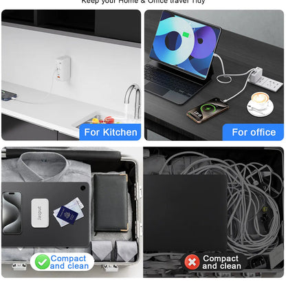 40W Wall Charger, 3-In-1/4-In-1 Retractable Charger with Dual Cables & USB Ports